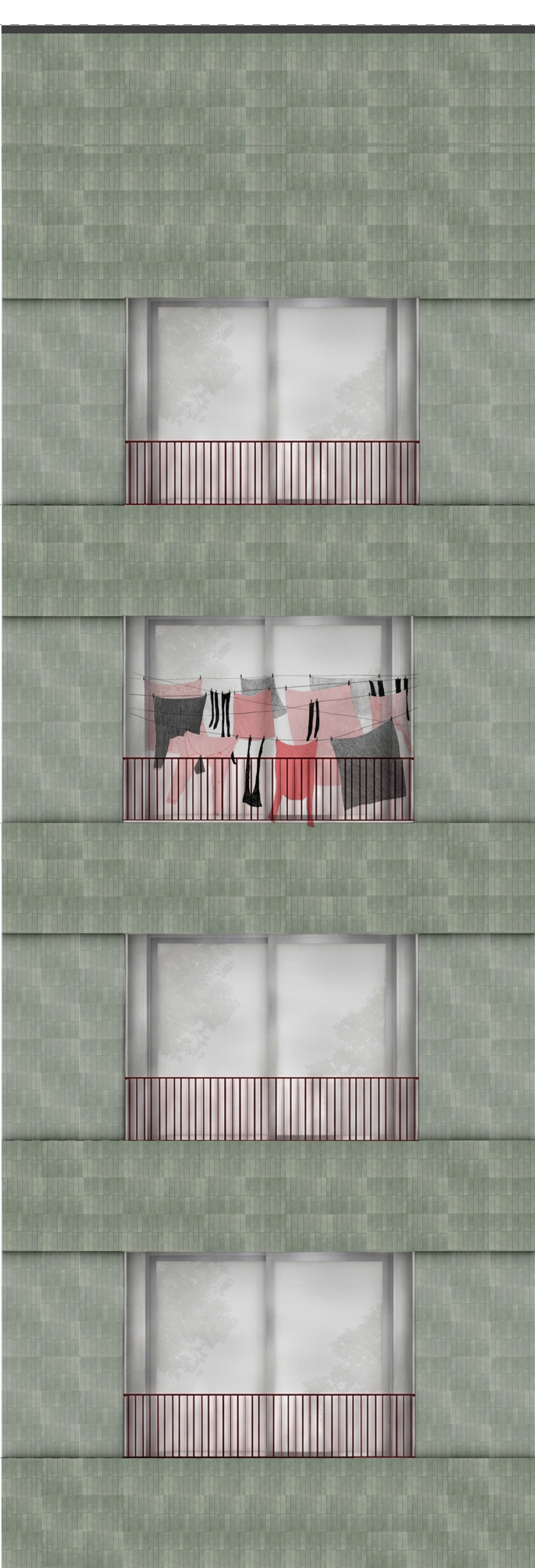 100 Babylon — Exterior Circulation Section & Facade Elevation (originally at 1:40)