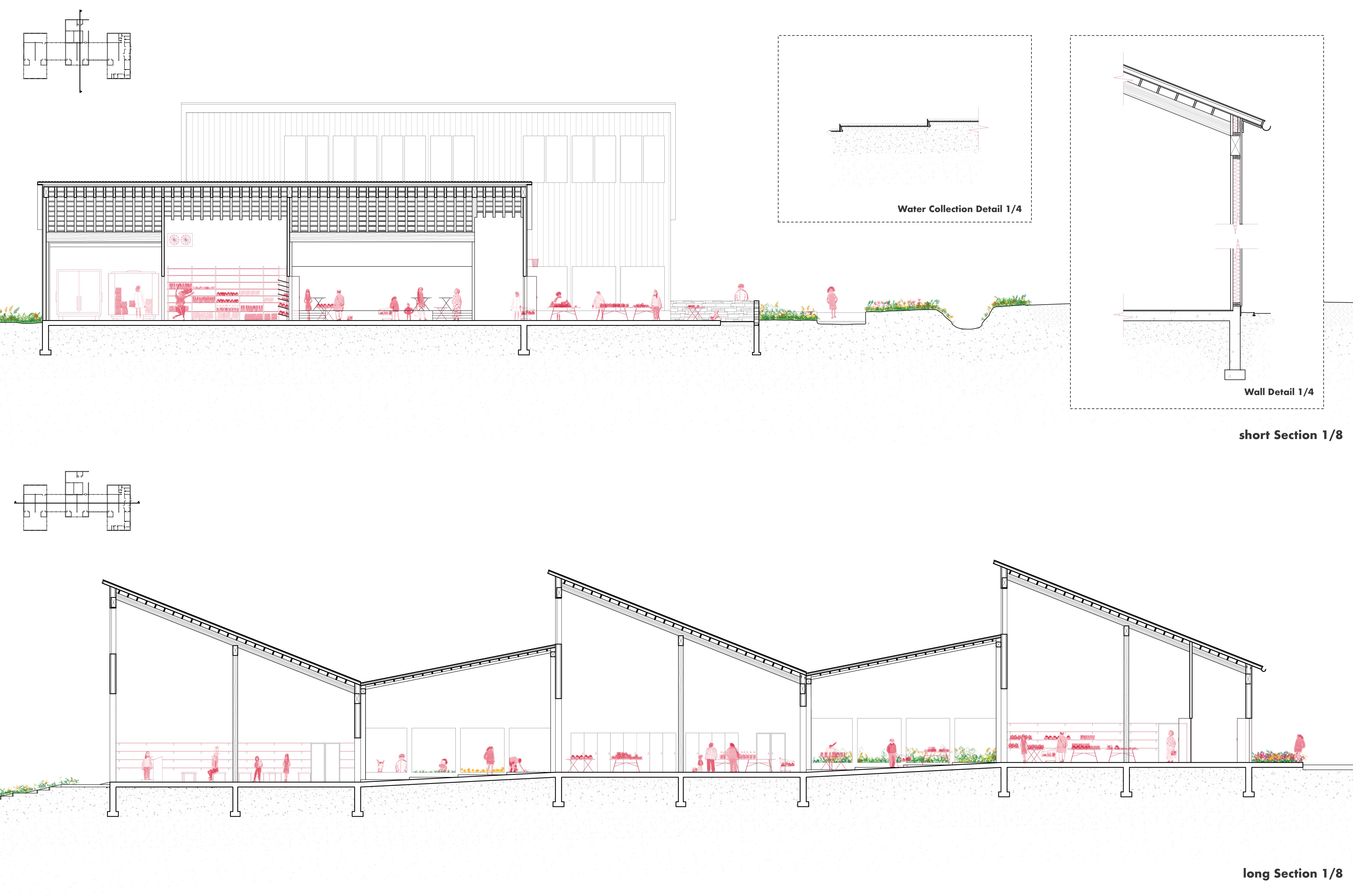 Shifting Community — Sections & Axonometric