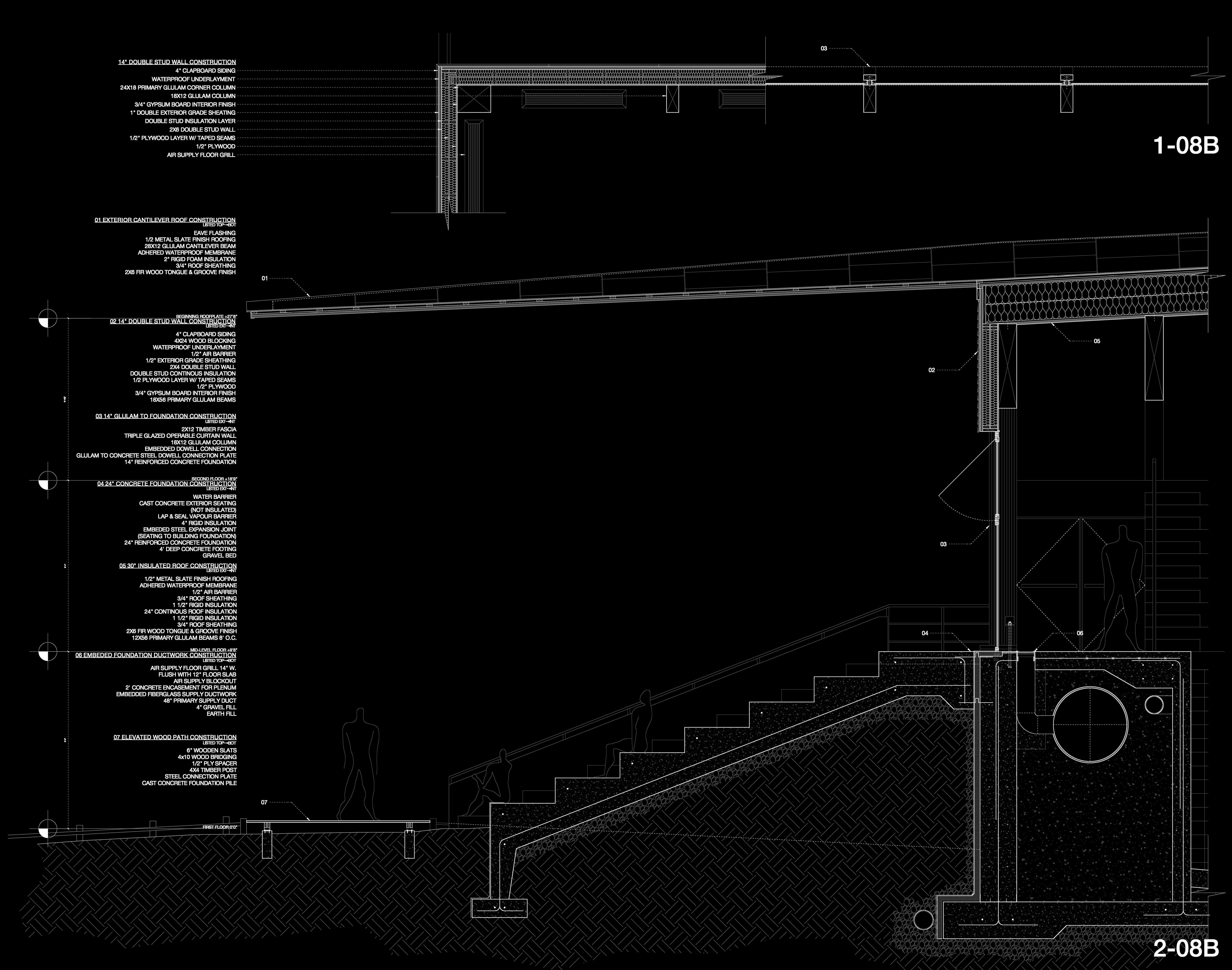 Steamboat Landing — Double Stud Wall Plan Detail / Cantilever/Exterior Seating Section