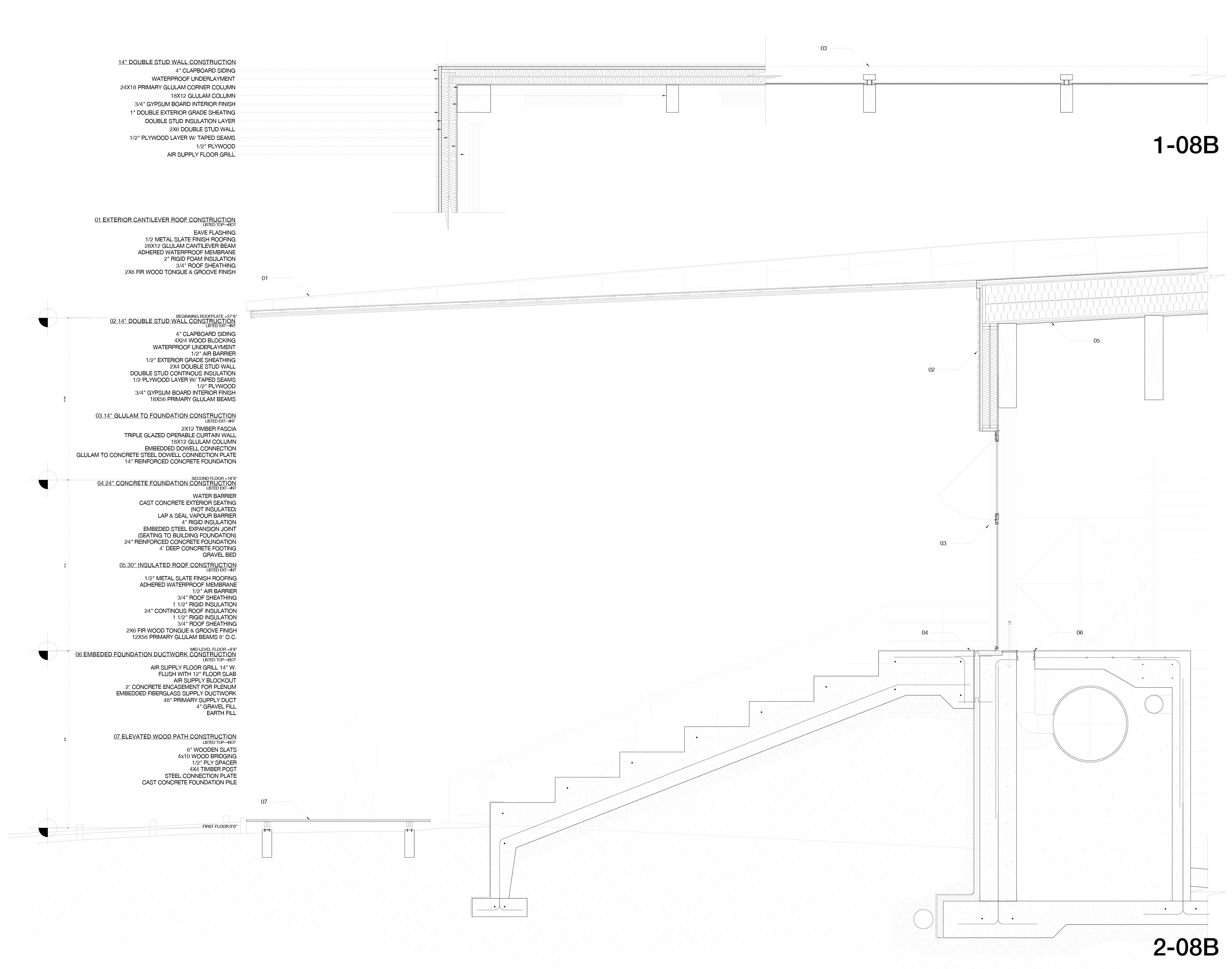 Steamboat Landing — Double Stud Wall Plan Detail / Cantilever/Exterior Seating Section